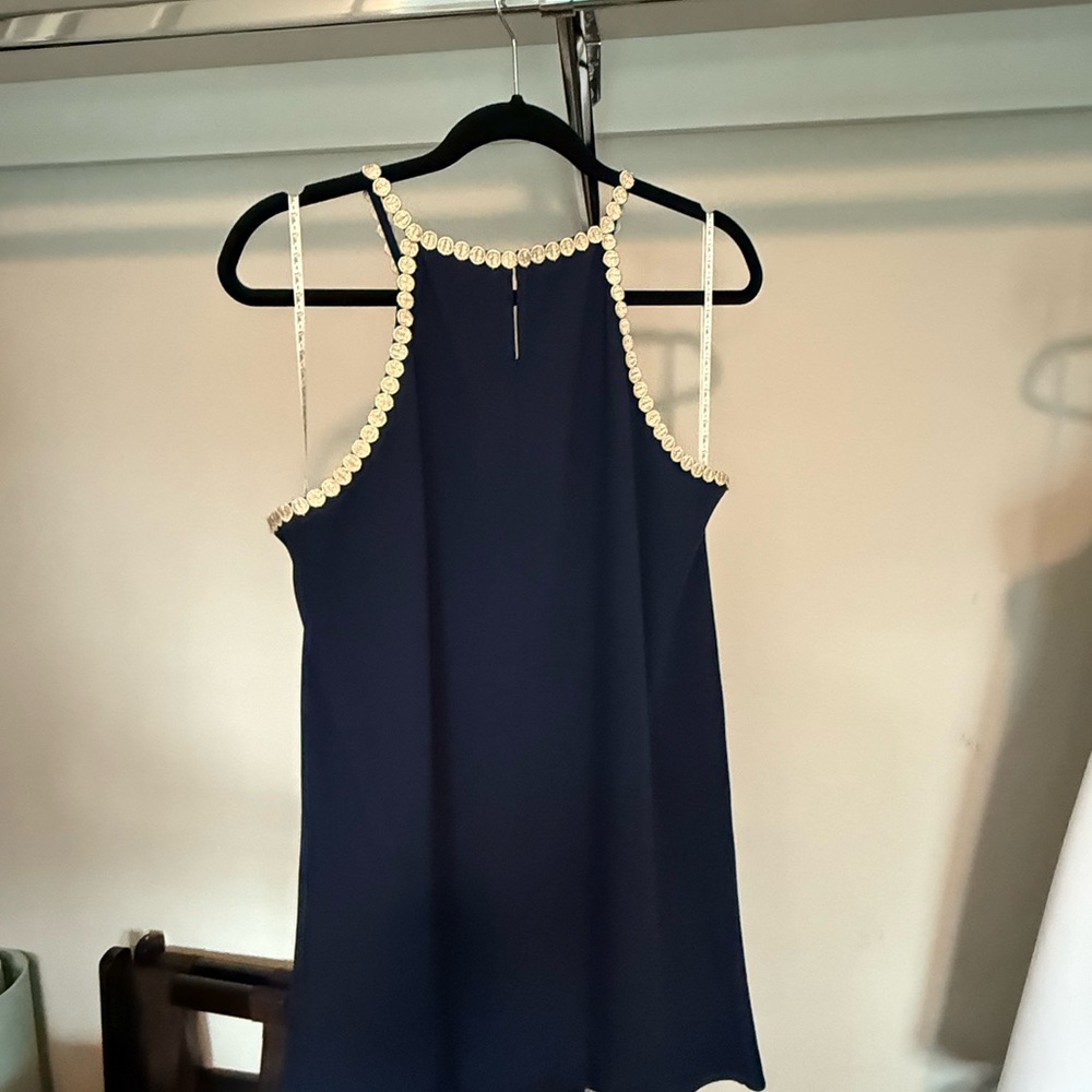 Lilly Pulitzer Pearl Shift Dress in Navy with Gold - Picture 5 of 5